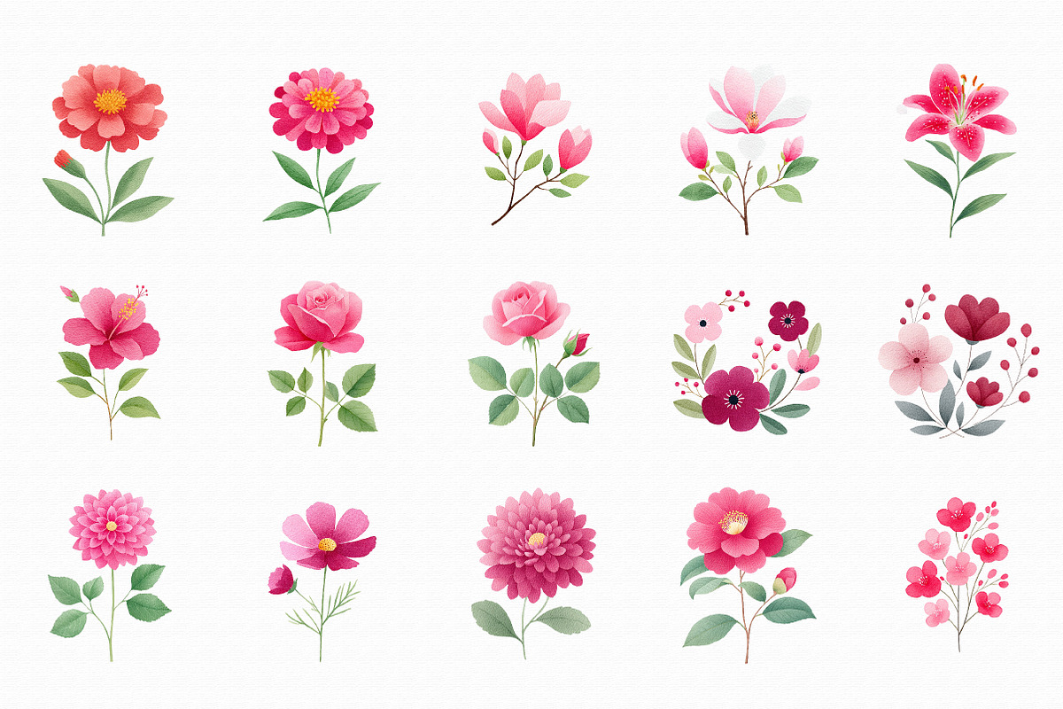 Watercolor Burgundy Flowers Png, an Illustration by Libby Wishes (Photo 6 of 6)
