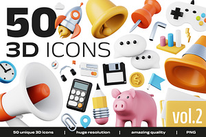 50 unique 3D icons Vol. 2 - Office
