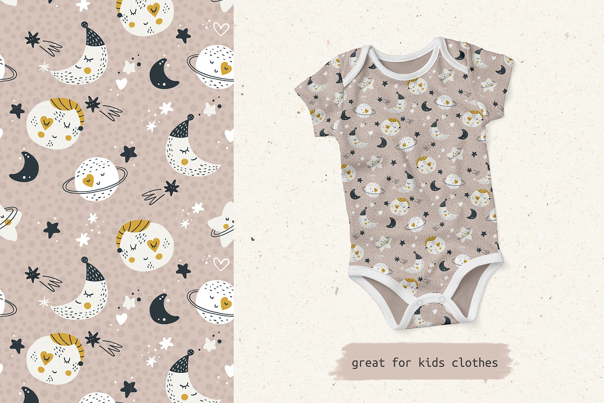 Moon Collection-Baby Digital Papers, a Pattern Graphic by Cuteanny Design (Photo 4 of 7)