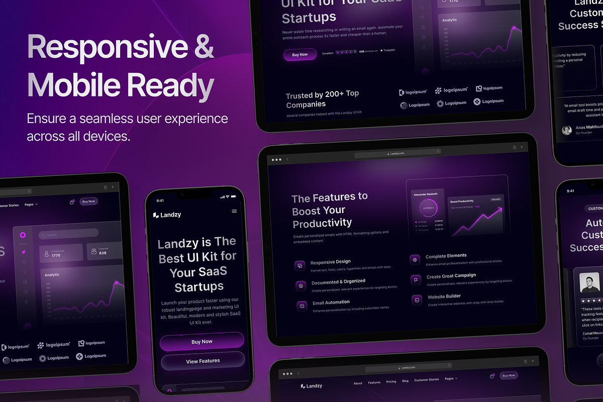 Landzy - SaaS Landing page UI Kit, an UI Kit Template by dhuhacreative (Photo 7 of 8)