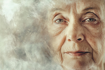 Thoughtful Elderly Woman with Textured Artistic Effect