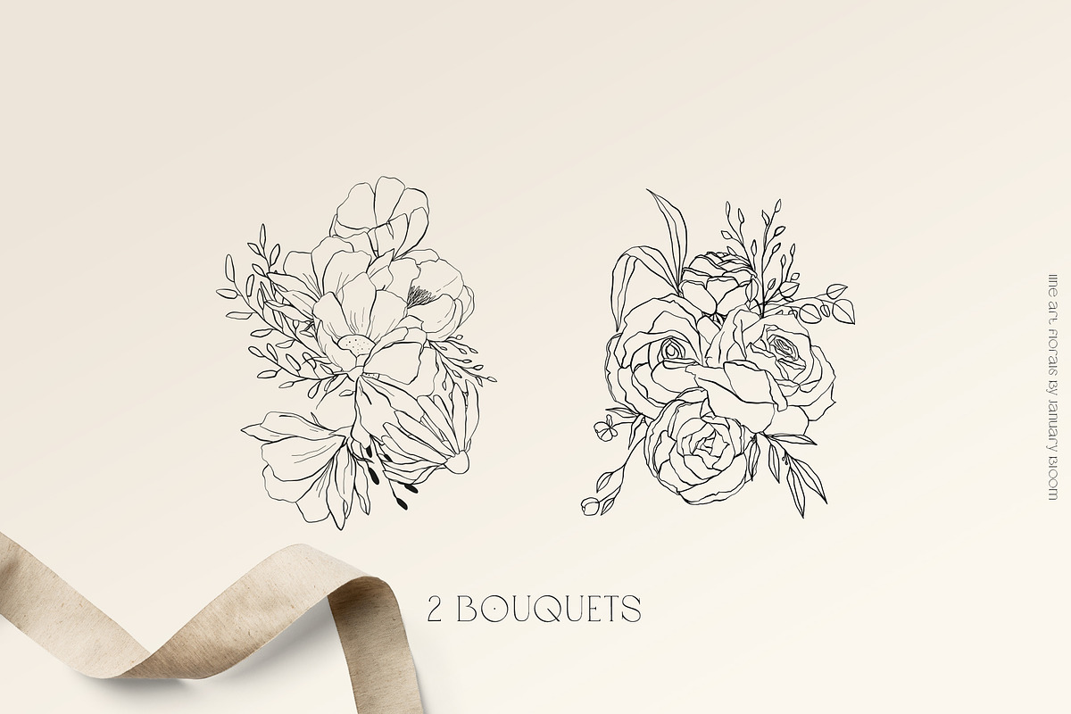 Floral Line Art & Botanical Clipart, an Illustration by January Bloom (Photo 6 of 13)