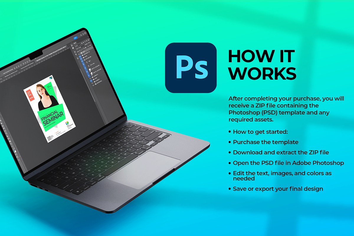 Modern Seminar Flyer | Canva & PSD, a Flyer Template by Vintage Impressions (Photo 4 of 6)