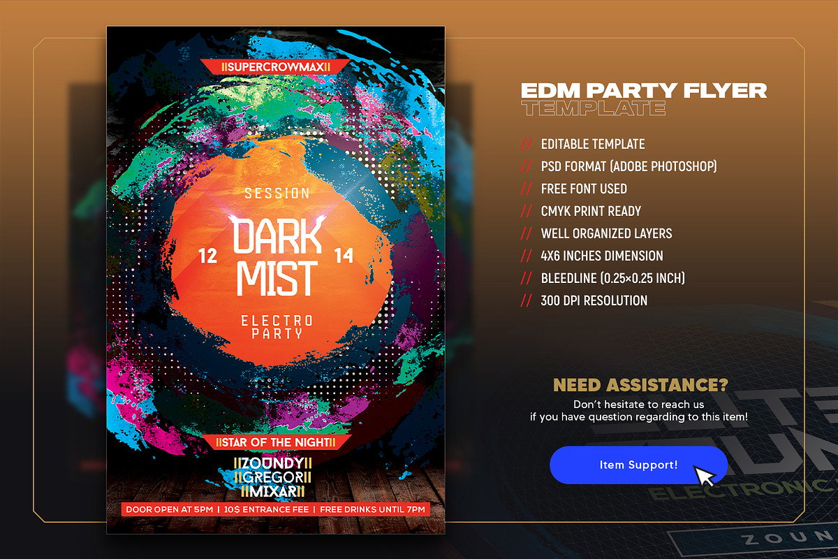 Night Club Flyer EDM Party, a Flyer Template by Intenseartisan_Stock