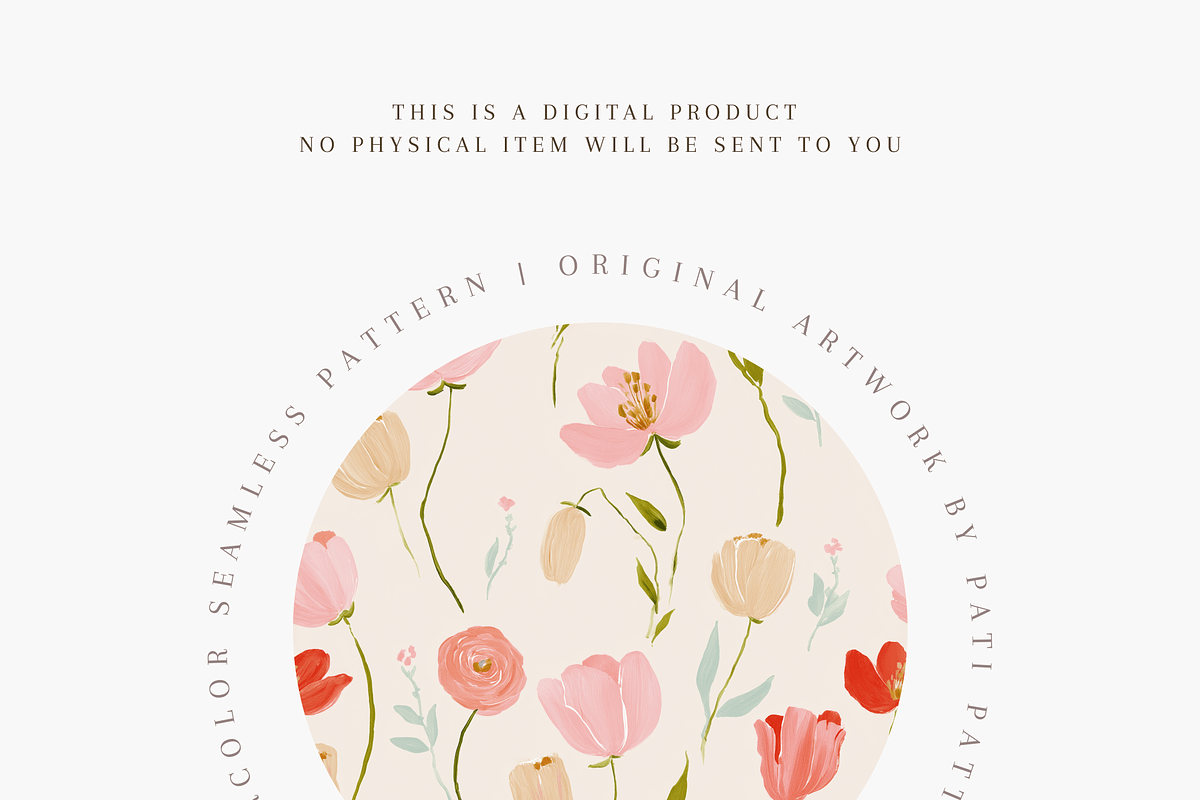 Seamless Pink Tulip Floral Pattern PNG