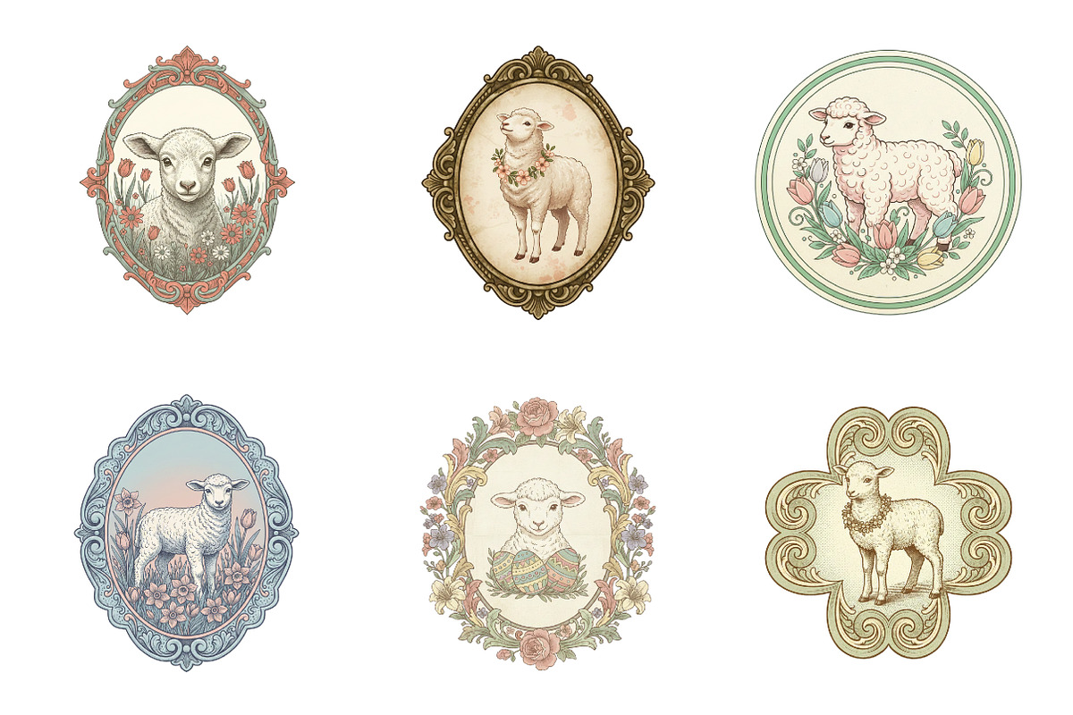 Vintage Easter Sheep Label Printable, an Illustration by SinaCreation