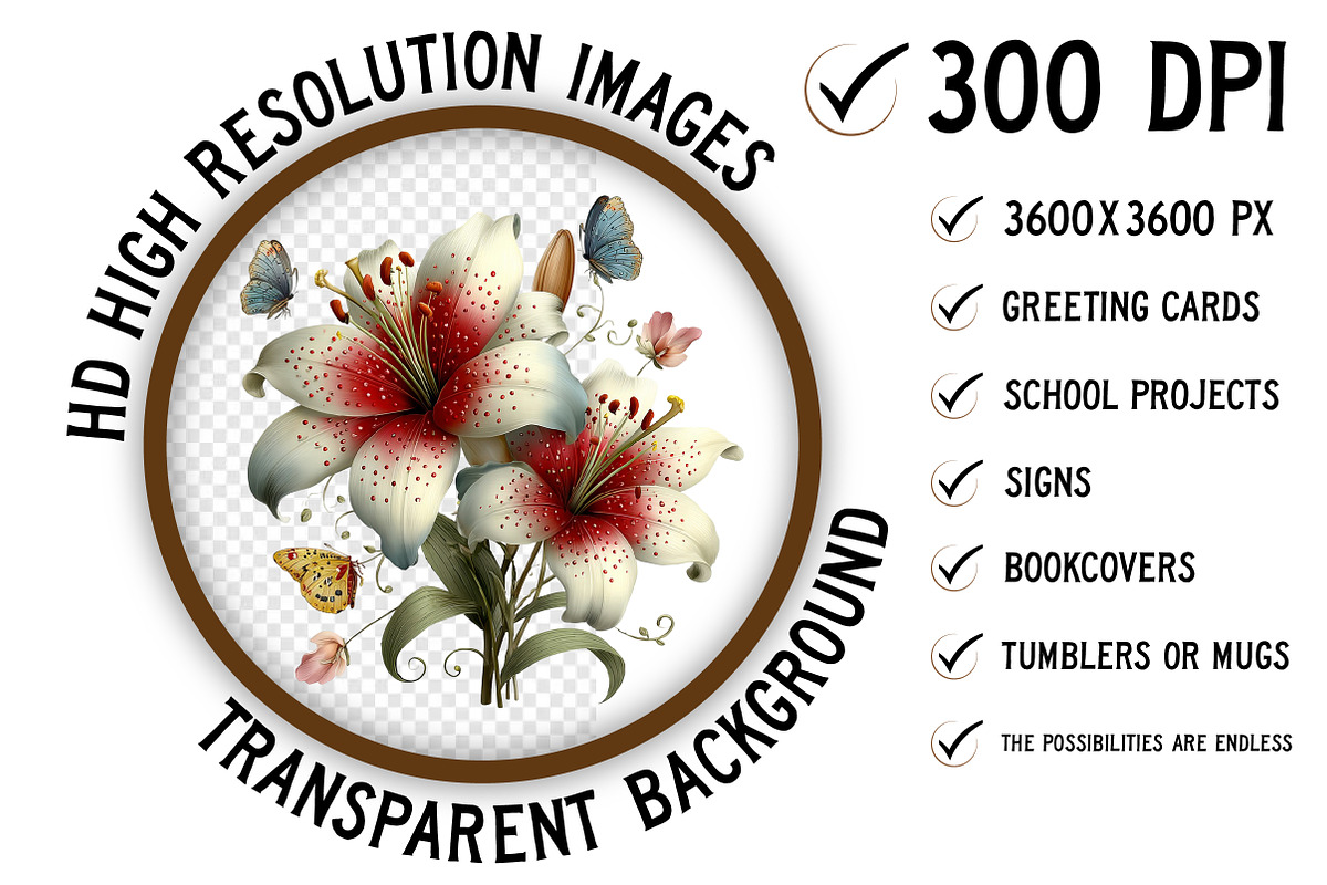 Whimsical Spring Lily Flowers PNG, an Illustration by Craft Nest (Photo 2 of 11)