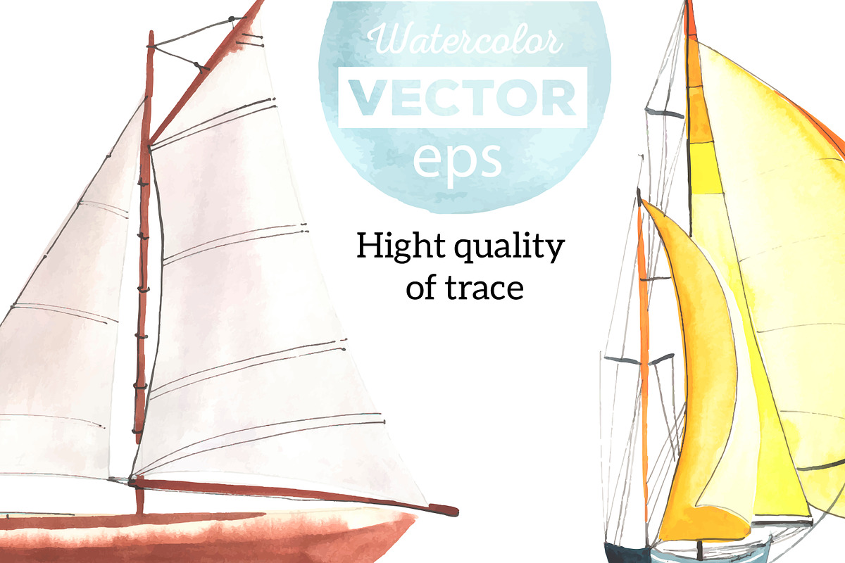 Watercolor Sailboats, a Sport Illustration by Olga Bonitas (Photo 2 of 4)