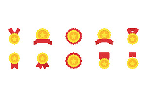Gold Medal Pixelated Icon Set, an Illustration by Vector Creator
