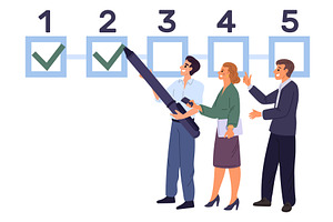 Office workers note progress of, a Person Illustration by Vectorbuum