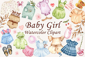 Baby Girl Watercolor Clipart, a Person Illustration by BarvArt