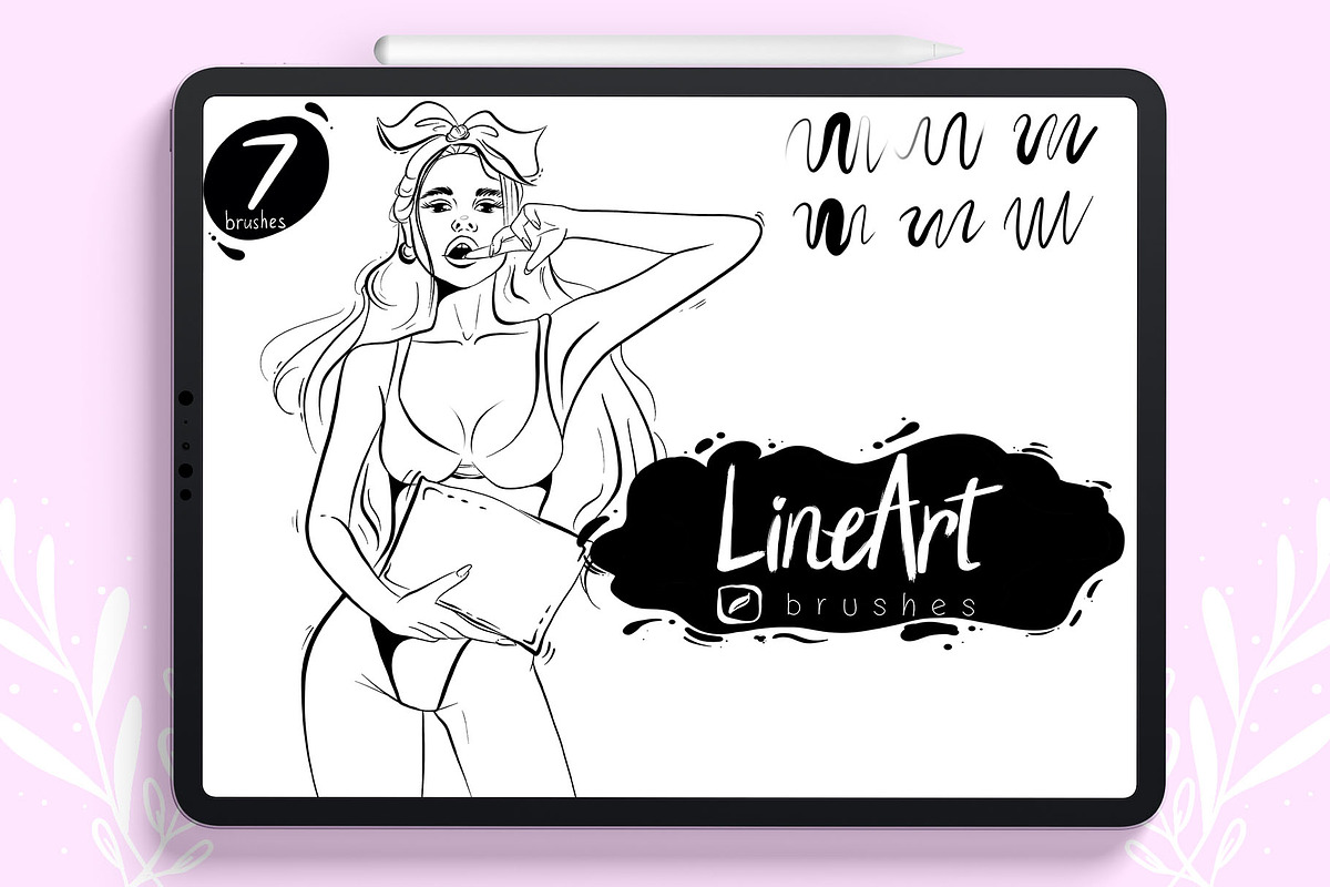 Procreate line art brushes, a Brush Add-On by KsTumanova (Photo 1 of 3)