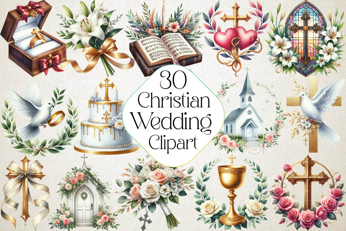 Christian Wedding Clipart, an Illustration by DreamPrint404 (Photo 1 of 4)