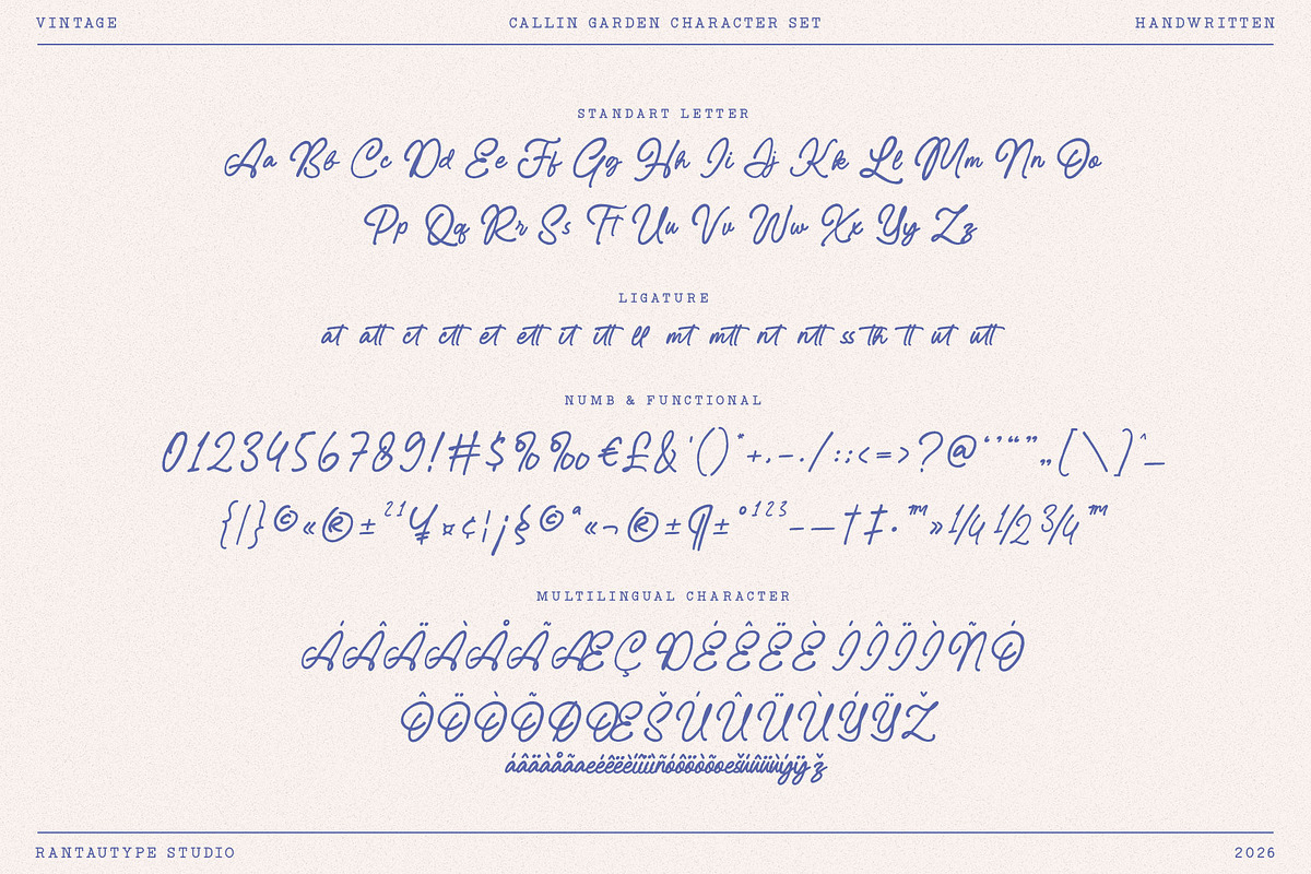 Callin Garden Vintage Handwritten, a Handwritten Font by RantautypeStudio (Photo 6 of 11)