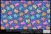 4 Rainbow Fish Print Swatches, a Pattern Graphic by Pickover Designs (Thumbnail 2 of 5)