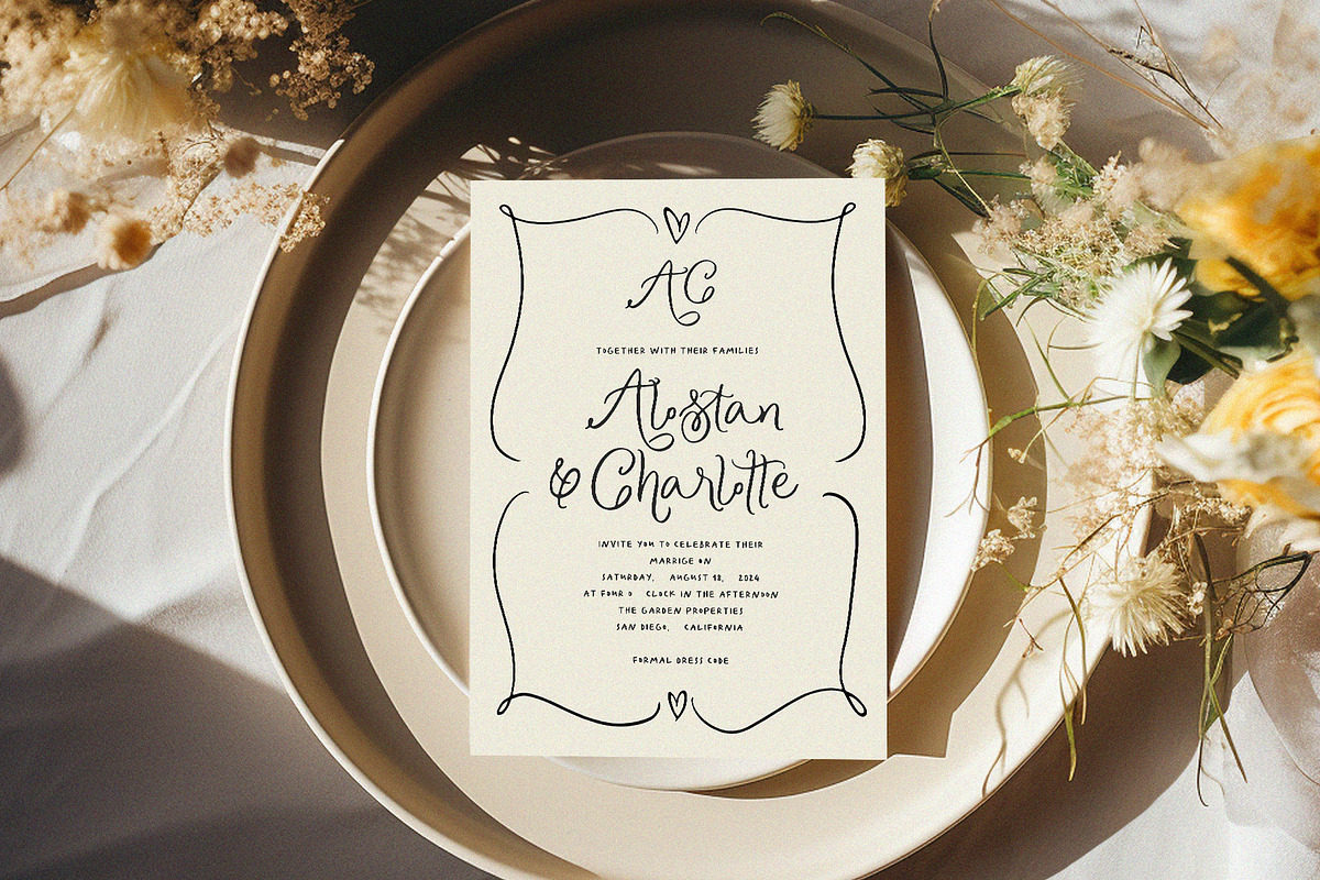 Cher Jardin | Whimsical Handwriting, a Script Font by Calamar Studio (Photo 2 of 19)