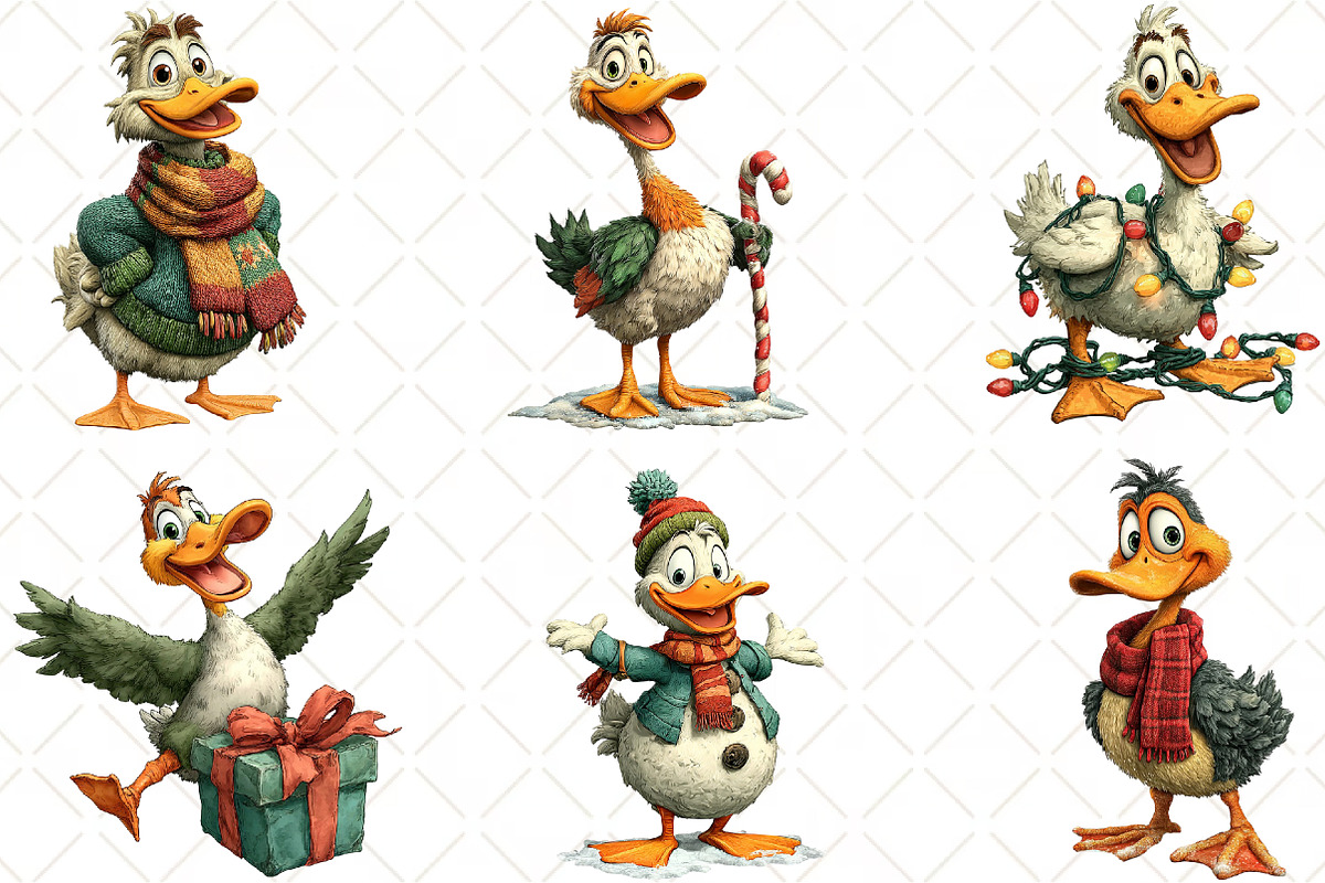 Quirky Christmas Duck Clipart, an Illustration by Black Bird Studio (Photo 6 of 6)