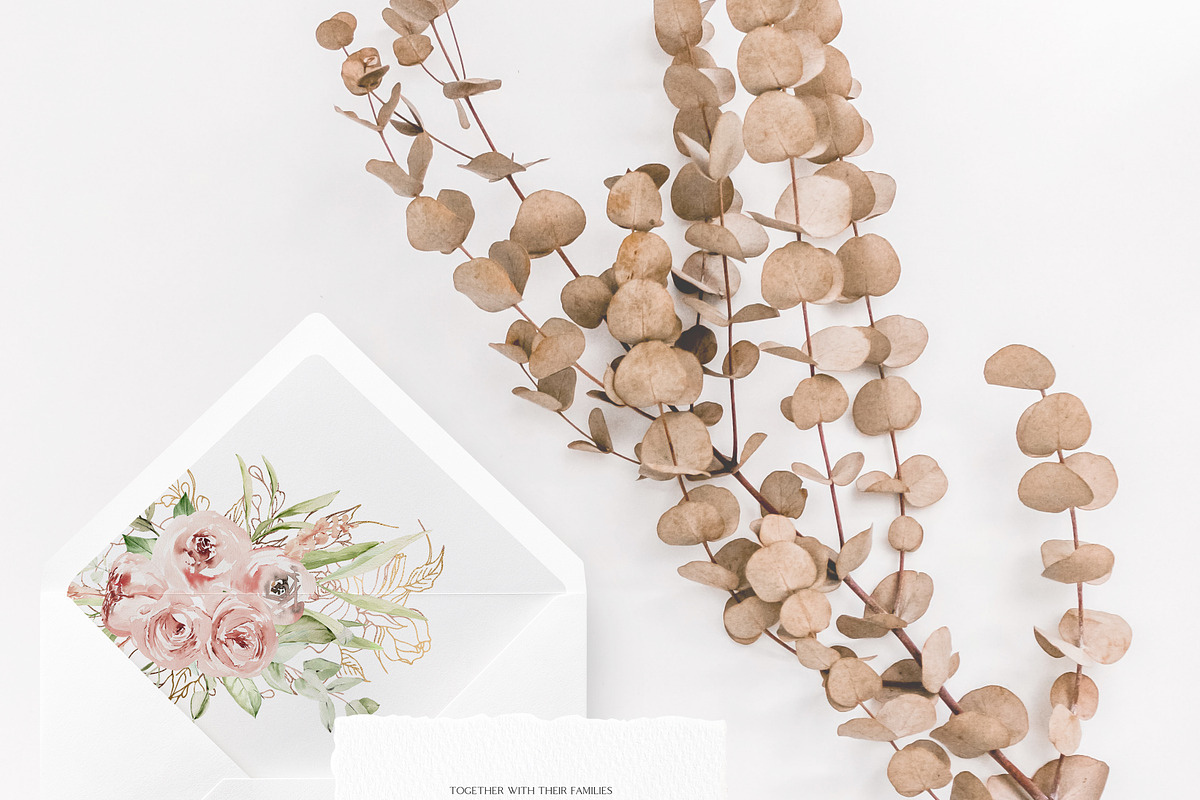 Dusty Roses Boho Watercolor, an Object Illustration by Olga Koelsch (Photo 4 of 13)