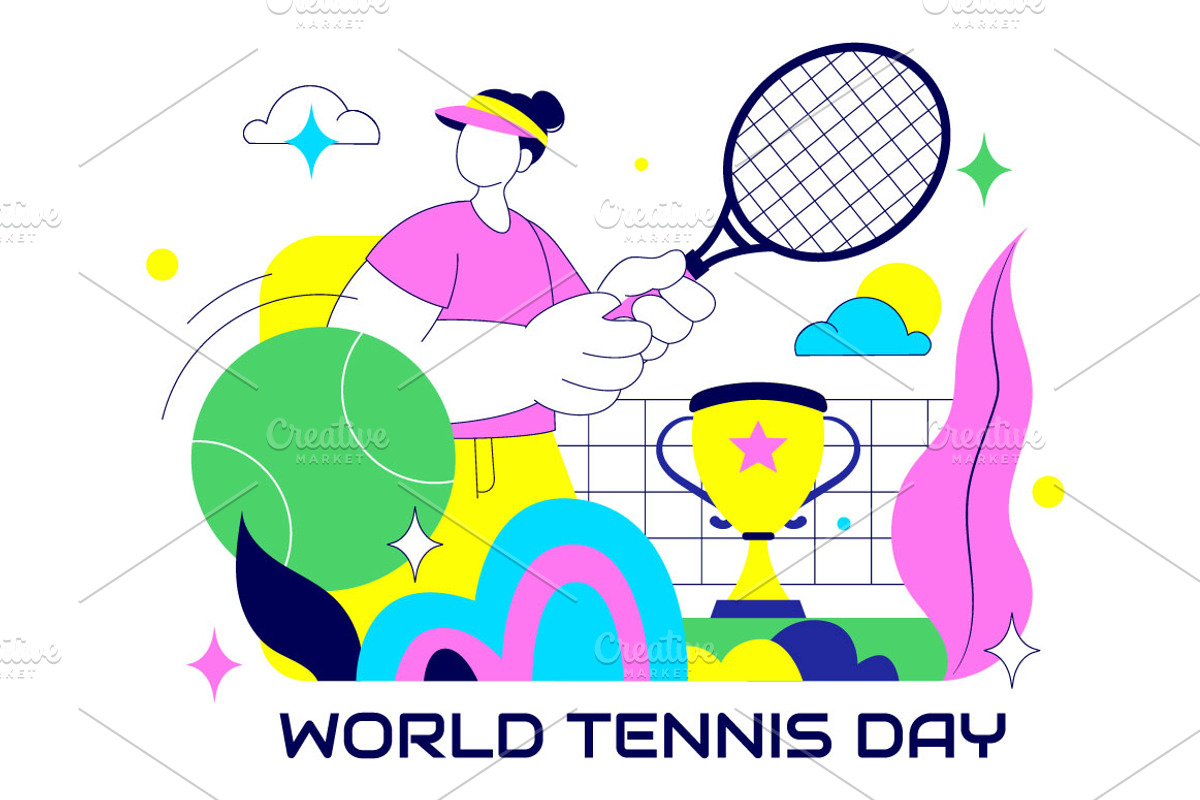 10 World Tennis Day Illustration, a Sport Illustration by denayunebgt (Photo 4 of 4)