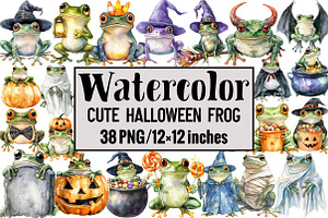 Cute Halloween Frog, an Illustration by Design Market