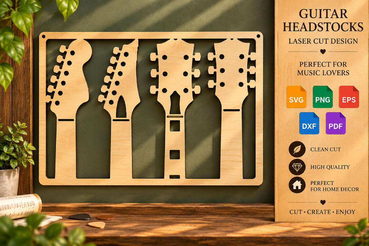 Guitar Headstocks Laser Cut SVG, an Object Graphic by DreamCafeArt (Photo 1 of 3)