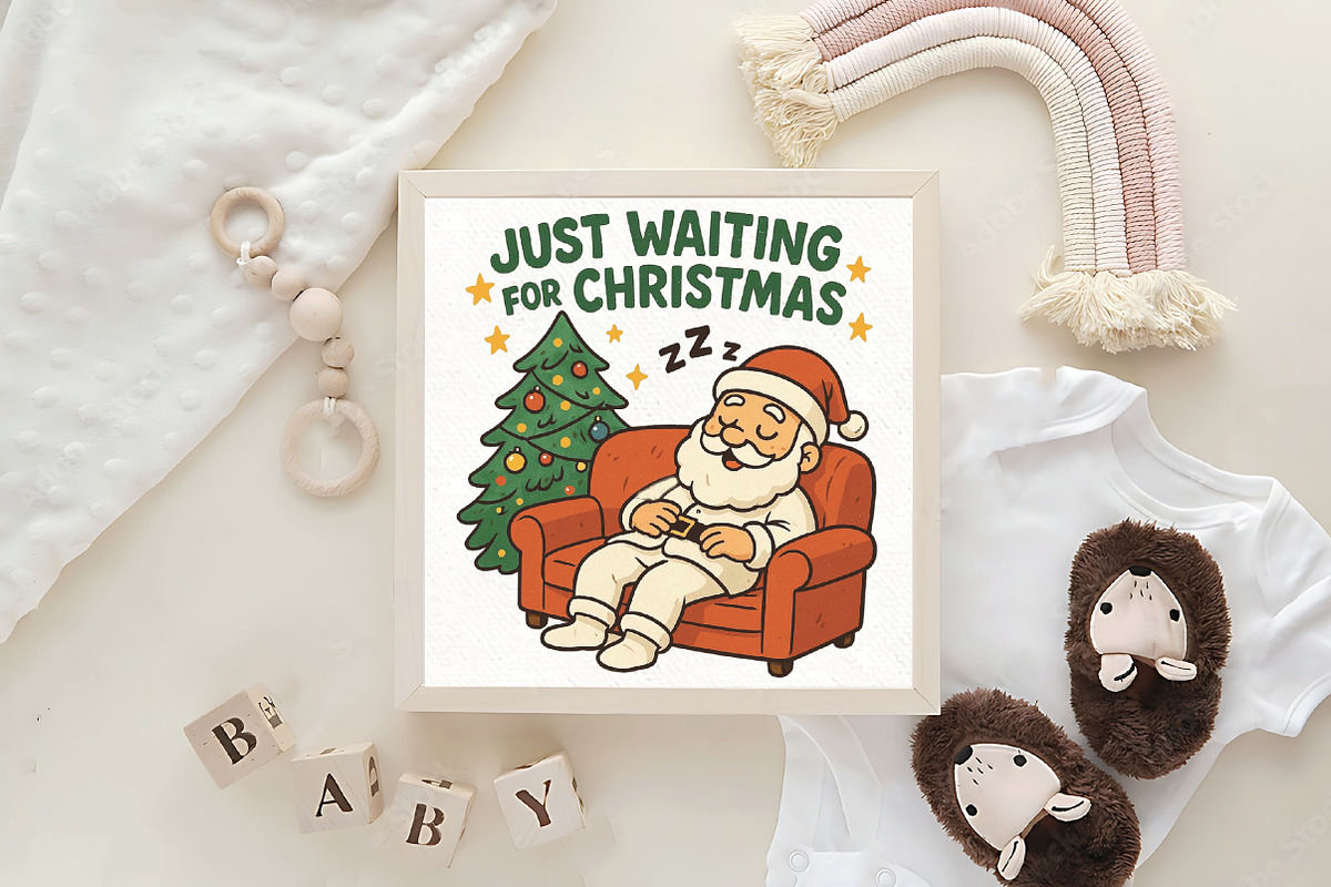 Just Waiting For Christmas Santa PNG, an Illustration by CraftArtStudio (Photo 4 of 4)