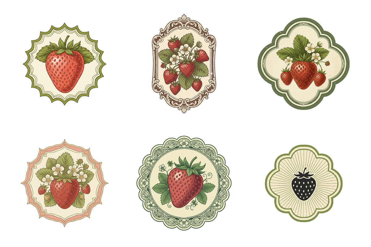 Vintage Strawberry Label Printable, an Illustration by SinaCreation (Photo 2 of 6)