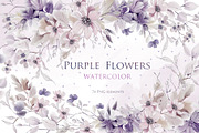 Watercolor Purple Flowers, an Object Graphic by Knopazyzy (Thumbnail 1 of 4)