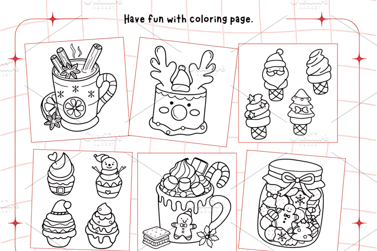 Christmas Dessert BoldEasy Coloring, a Seasonal Illustration by Design Station (Photo 2 of 3)