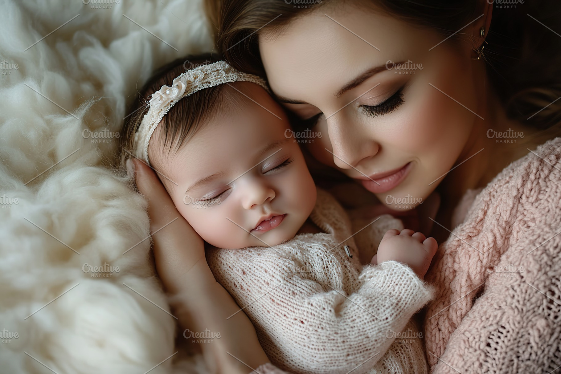 Happy mother holding newborn baby, a Person Photo by AlyaAnd