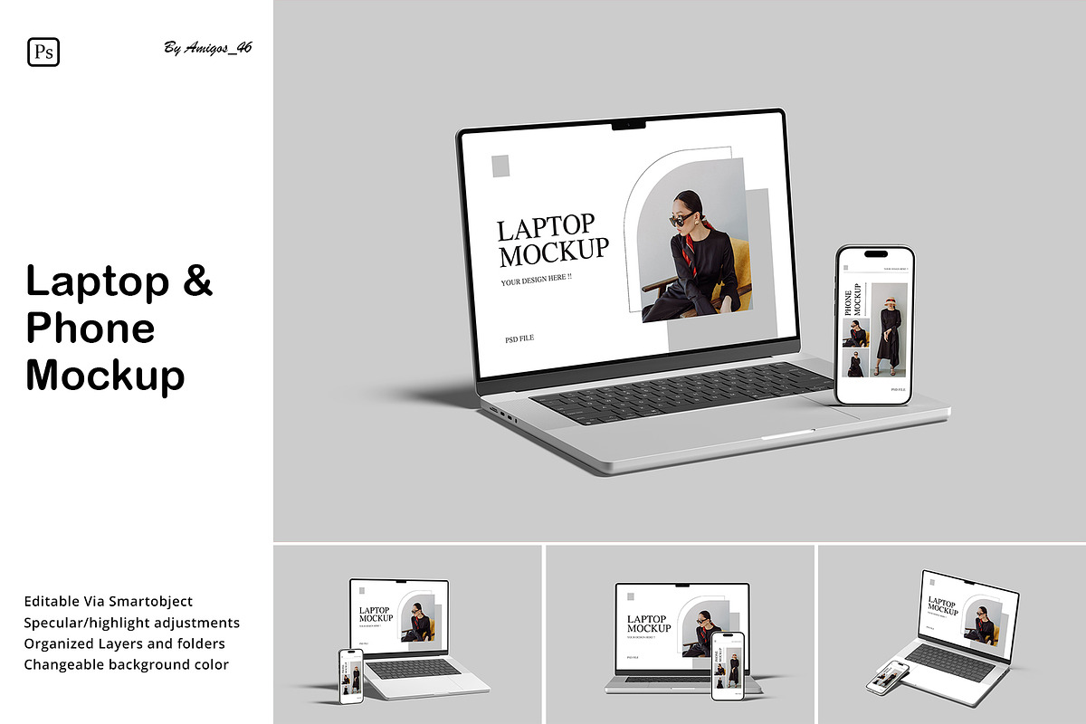 Laptop and Phone Mockup, an iPhone Mockup by Amigos__46 (Photo 1 of 10)