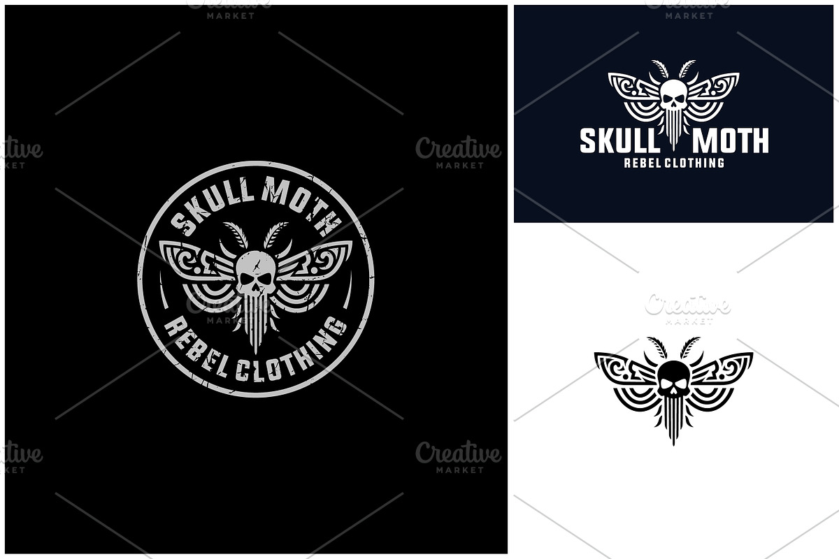Skull Moth wingspan tribal logo, a Branding & Logo Template by Enola99d (Photo 2 of 3)