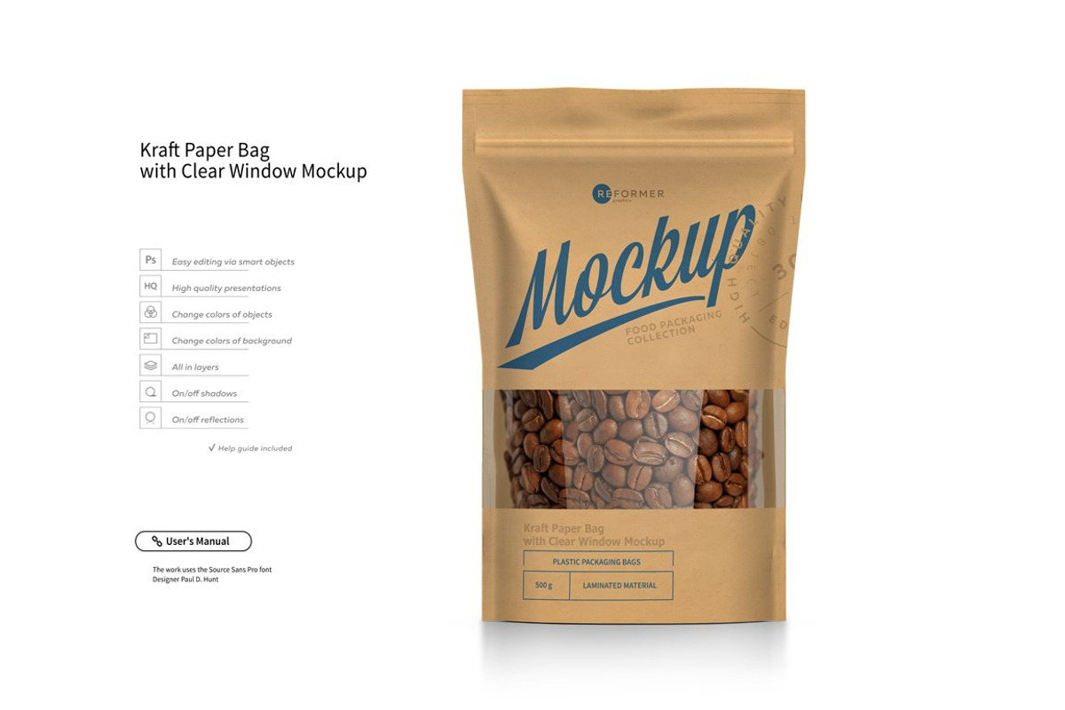 Kraft Paper Bag with Window Mock-up, a Packaging Mockup by Reformer Mockup (Photo 1 of 7)