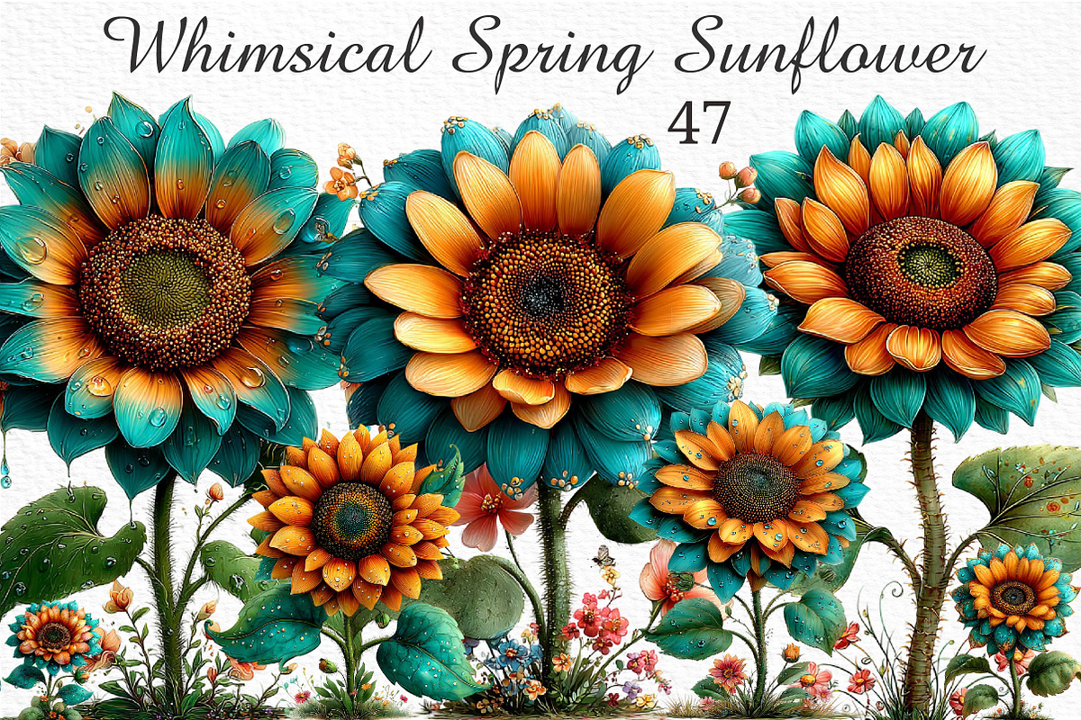 Whimsical Spring Sunflower Clipart, an Illustration by Craft Nest (Photo 1 of 11)