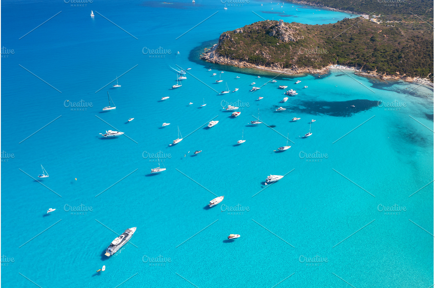 Aerial view of luxury yachts and, a Transportation Photo by den-belitsky