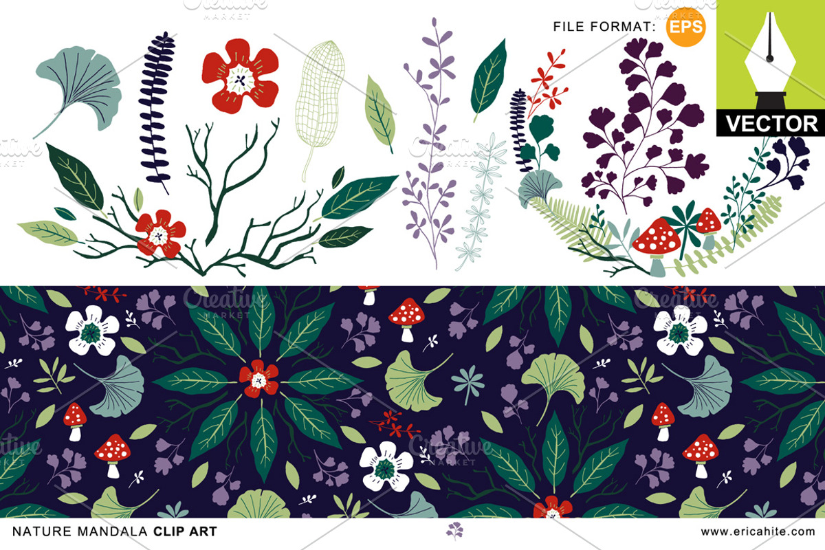 Nature Mandala: Vector Art & Pattern, an Illustration by Erica Hite (Photo 1 of 3)