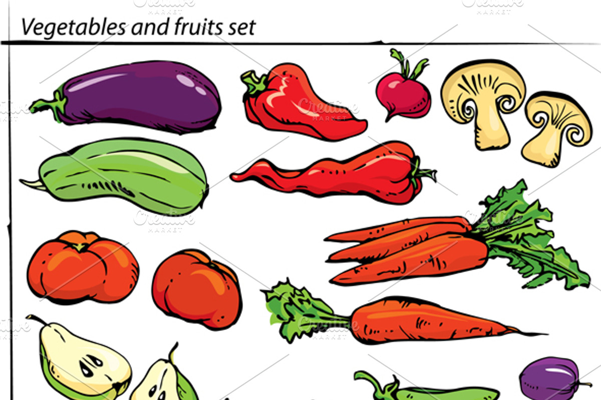 Delicious vegetables and fruits preview 2