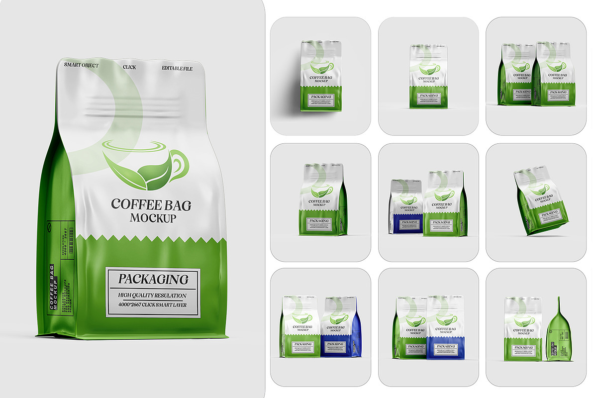 Coffee And Tea Bag Packaging Mockup, a Packaging Mockup by pixelmock (Photo 2 of 17)