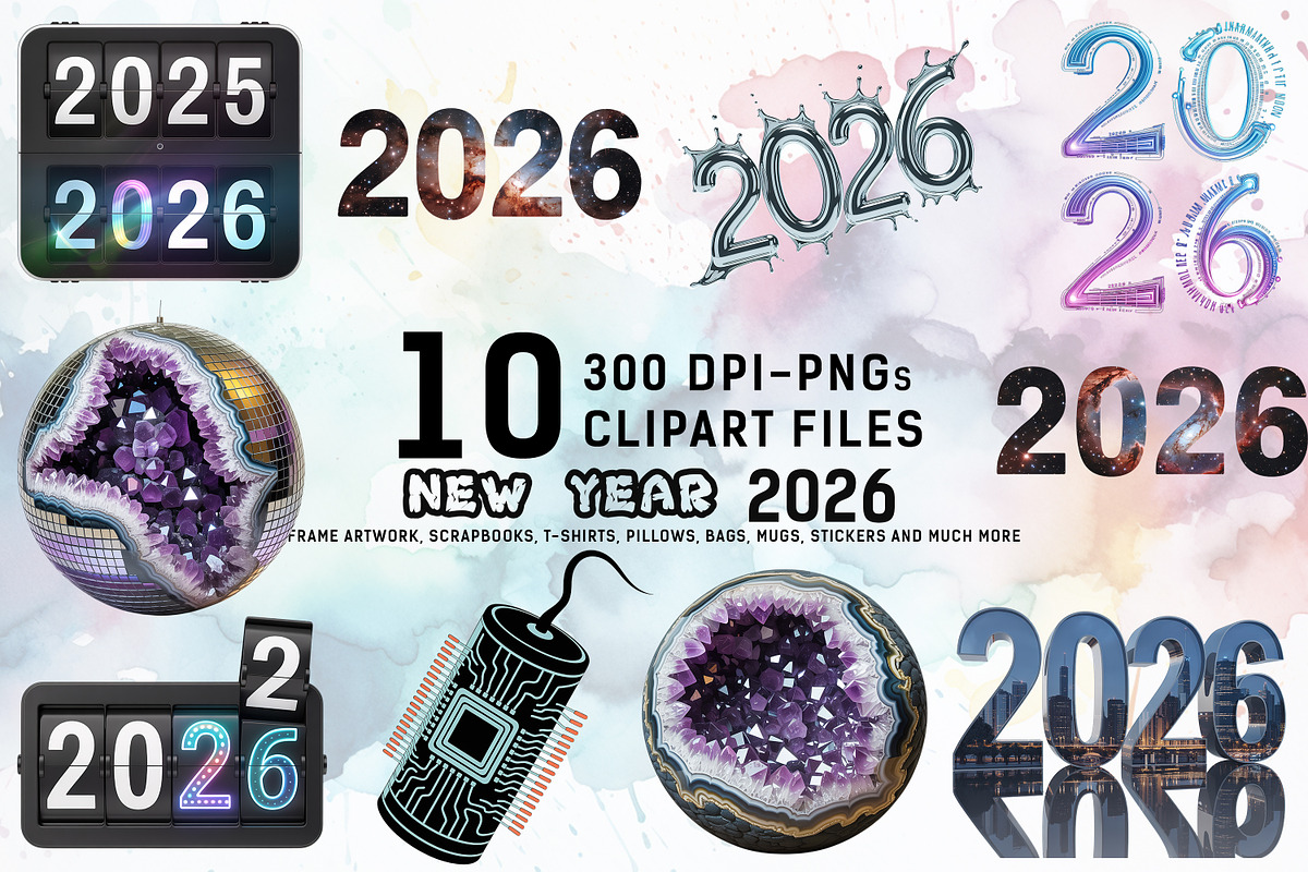 Cosmic New Year 2026 Clipart Bundle, an Illustration by Ahmad Designs (Photo 1 of 3)