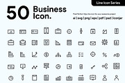 50 Business Line Icons, an Outline Icon by Kawalan Studio (Thumbnail 1 of 9)