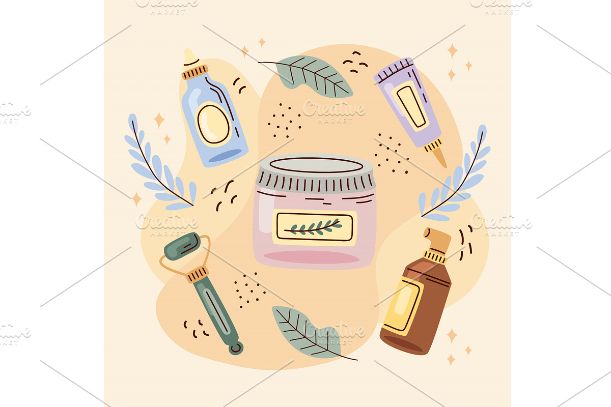 korean cosmetics icons, an Object Illustration by studiogstock