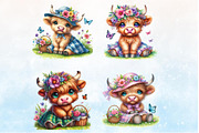 Watercolor Cute Highland Cow Clipar, a Seasonal Illustration by Rose Art (Thumbnail 3 of 7)