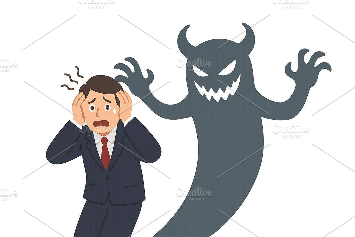 Businessman feels terrified as, a Person Illustration by ZinetroN