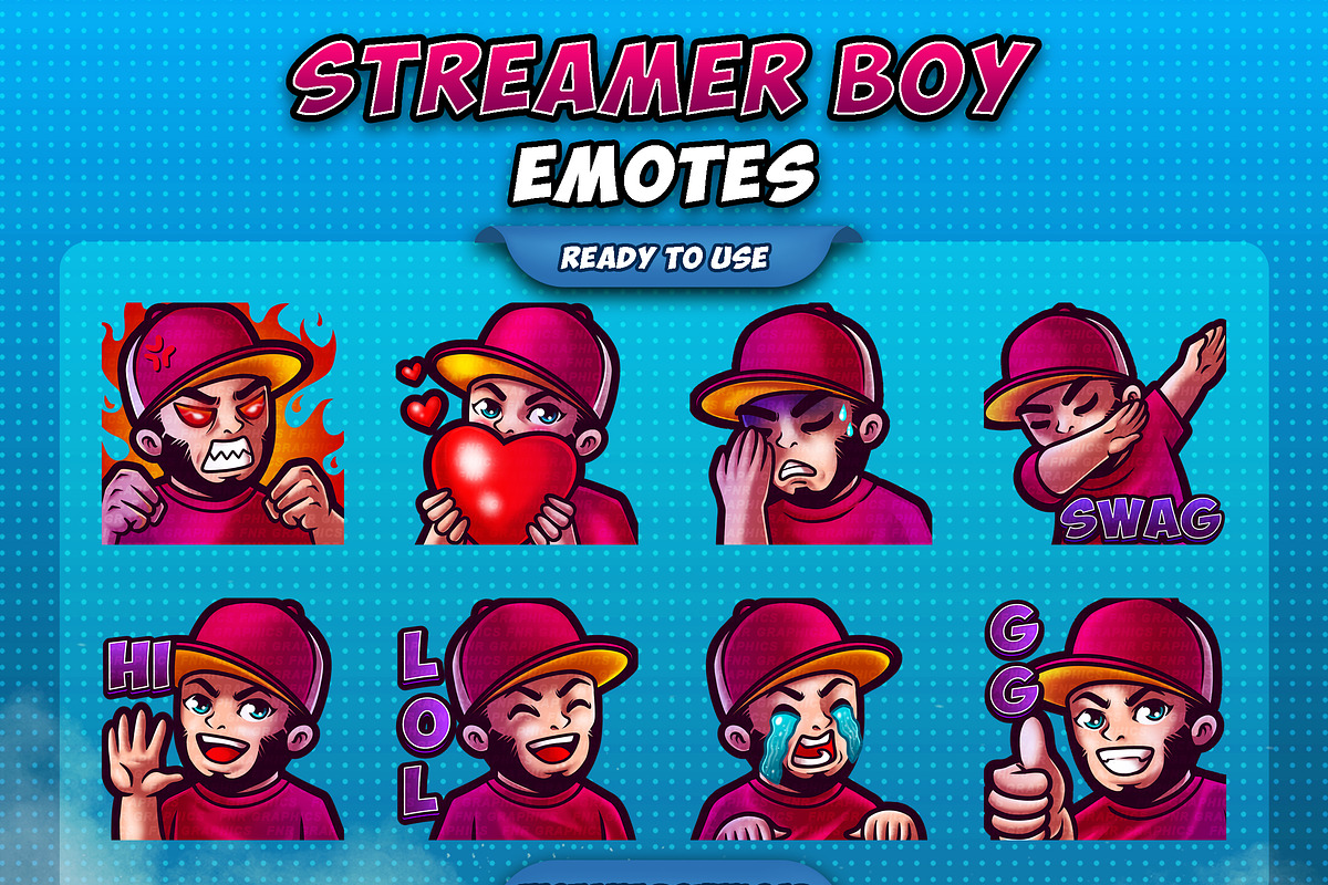 Streamer Boy Twitch Emotes, an Illustration by FNR Graphics (Photo 1 of 2)