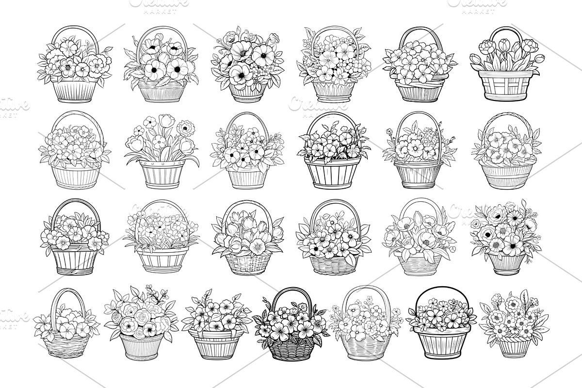 50 Flower Basket Procreate Stamps, a Brush Add-On by Procreate Sale (Photo 4 of 6)