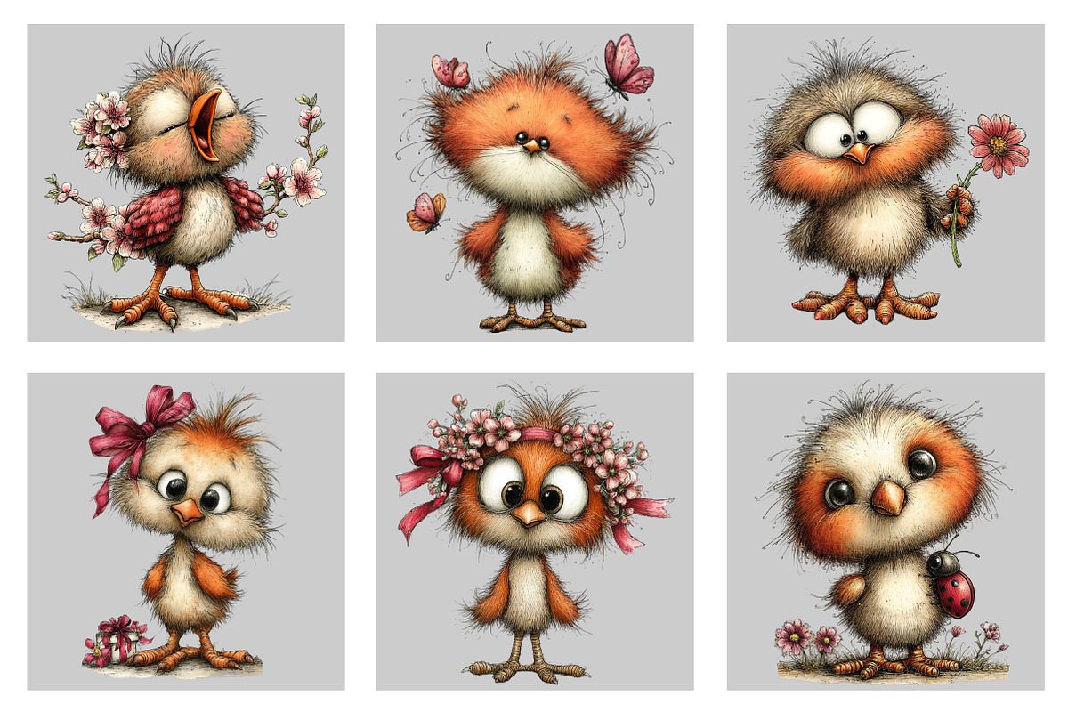 Whimsical Spring Chick Clipart, an Illustration by Black Bird Studio (Photo 5 of 5)