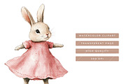 Watercolor Pink Bunny Clipart Bundle, an Animal Illustration by SparkyDesignsUS (Thumbnail 6 of 8)