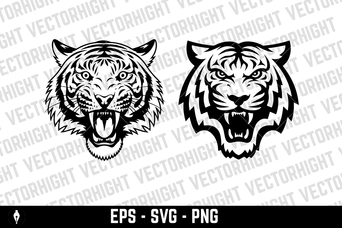 tiger head illustrations SVG, an Animal Illustration by Vectorhight (Photo 3 of 5)