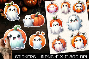 Cute Ghosts Stickers, Pink Halloween