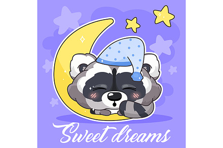 Cute raccoon kawaii character, a Poster Template by The img